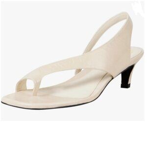 FOWT Beige Toe Ring Sandals Kitten Low Heel Slingbacks Slip on Casual Shoes